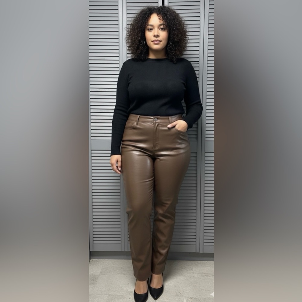 Old Navy Brown Dress Pants Straight-Leg Faux Leather size 16T